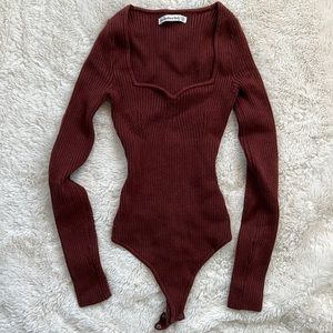 Abercrombie Sweatheart Ribbed Sweater Bodysuit